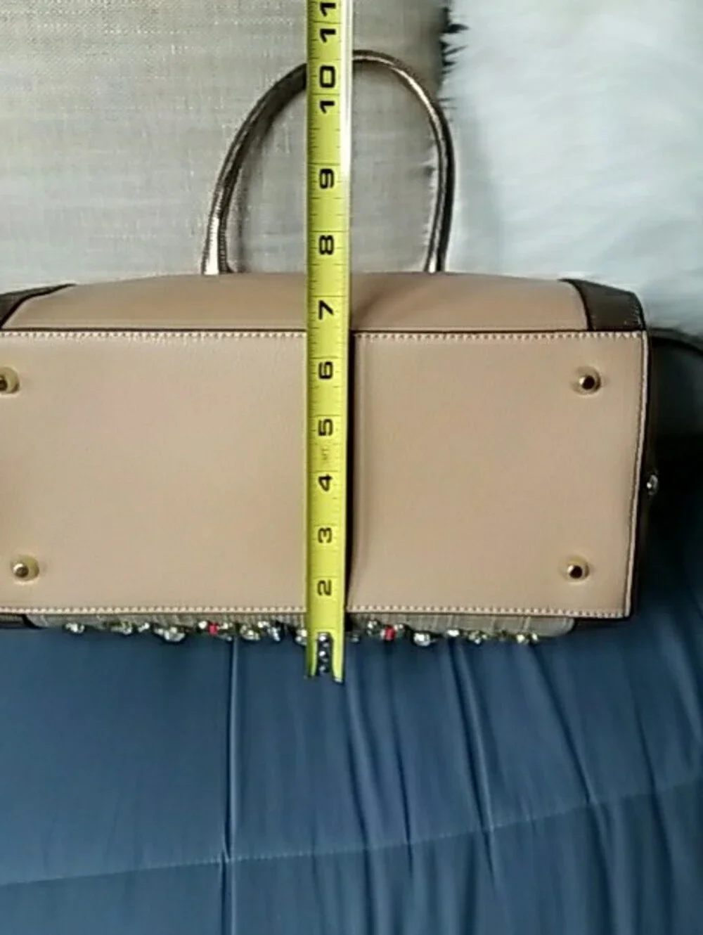 Nicole Lee Metallic Brown Satchel with Multicolor Beadwork